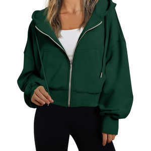 Wholesale Women Cropped Hoodie Custom Fleece Pullover Long Sleeve Casual Gym Streetwear Sweatshirt Private Label OEM Clothing - Product Image 1