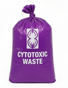 Bolsa Morada para Residuos Citotóxicos, Impresa con Serigrafía, LDPE, Desechable, para Uso Médico, Sellado por Calor - Product Image 1