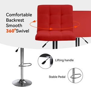 2pcs Red Cafe Counter Height Bar Stools with Back Footstool <b>Square</b> Cushion 1 <b>Set</b> of 1 <b>Set</b> of 2 Bar Stools - Product Image 4