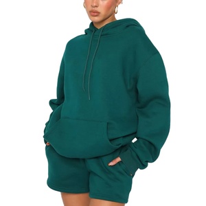 Women Sweat Short Two Piece Sets Cotton Fleece Winter Season Women Sweat <b>Jogging</b> <b>Suits</b> Women Short and Hoodie Set Tracksuits - Product Image 1
