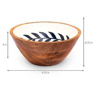 ชามไม้ทำมือลายใบไม้ เส้นผ่านศูนย์กลาง 8.75 นิ้ว สำหรับเสิร์ฟอาหาร ของขวัญ สไตล์มินิมอล - Product Image 1
