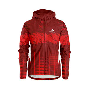 Men's Hooded Windbreaker <b>Jacket</b> Geometric Blue Print <b>Lightweight</b> Windproof Spring Outdoor Sporty Style Zipper Closure - Product Image 4