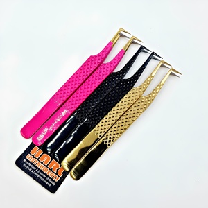 Fiber Tips Eyelash Extension Tweezers Multi-Color Short Thick Tip 90 Angle Boot Eyelashes Tweezer Eyelash Beauty Tools - Product Image 4