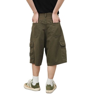 Short d'été en denim décontracté à boutons, jorts larges avec poches, short cargo en denim pour hommes, personnalisation - Product Image 4