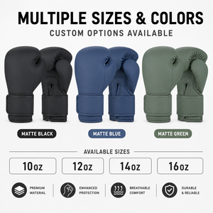 Gants de boxe en PU mat 10oz 12oz 14oz 16oz avec fermeture Velcro et sangle de poignet réglable pour adultes – Équipement de boxe - Product Image 3