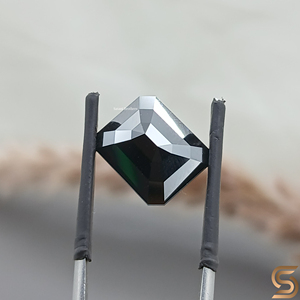 12x10mm Hand Cut Black Moissanite 7.00 CT Emerald Cut Loose Stone, <b>Large</b> Gothic Diamond, Statement <b>Ring</b> Gem, Hand cut moissanite - Product Image 2