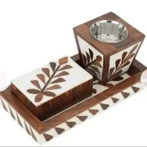 Quemador de incienso de lujo de acero inoxidable, set árabe para bakhoor con bandeja, soporte decorativo para fragancias del hogar - Product Image 4