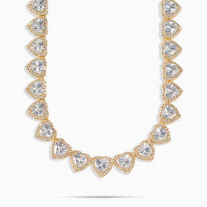 Luxury Heart Cut Tennis Necklace 925 Sterling <b>Silver</b> Gold Plated Moissanite Heart Cut <b>Choker</b> Necklace for Women - Product Image 2