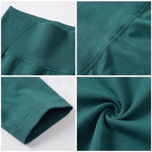 Leggings de yoga sans couture taille haute longueur intégrale vert uni en Spandex et Polyester extensible dans les quatre sens pour femme - Product Image 5