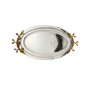 Stainless Steel Serving Tray Best Kitchen Decorative & Storage <b>Crafts</b> Brass Handle With Amazing Price - Product Image 3