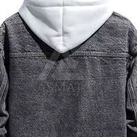 Veste en jean pour homme à col montant, personnalisable avec logo imprimé, grande taille, 100 % coton, haute qualité à bas prix