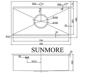 Évier de cuisine Emboss 7848E à cuve unique en acier inoxydable 304, forme rectangulaire, fabriqué à la main au Vietnam, à très bon prix - Product Image 5