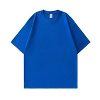 T-shirt décontracté à col rond en coton pur 220G, coupe ample, couleur unie, pour hommes et femmes, fabriqué en Chine (Bangladesh)