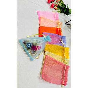 Shubh Labh Organza <b>Drawstring</b> Gift Bags Multicolor Sheer <b>Pouches</b> for Jewelry Packaging Wedding Return Gifts - Product Image 4