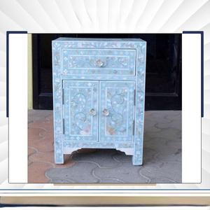 Mesa de Cajones con Incrustaciones de Hueso de ILAHI, Diseño Moderno con Detalles de Ágata, Almacenamiento de Tres Niveles, Mueble Portátil para el Hogar - Product Image 2