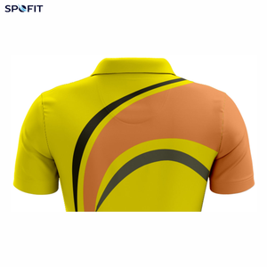 เสื้อโปโลแขนสั้นผู้ชาย SPOFIT สีเหลืองส้มพิมพ์ลายเรขาคณิต ผ้าถักสไตล์สปอร์ต แห้งเร็ว - Product Image 2