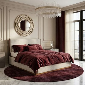 Modern Upholstered <b>with</b> Fabric <b>Bed</b> Frame <b>Queen</b> Size Soft <b>Bed</b> <b>with</b> Quilted Headboard and Footboard - Product Image 1