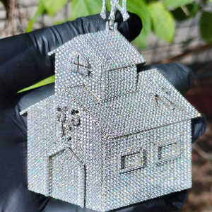 Colgante Personalizado VVS Moissanite de Plata 925 con Baño de Rodio/Oro, Estilo Hip Hop, con Dijes, para Hombre, Cualquier Fuente, Tema Hogar, Regalo de Navidad - Product Image 2