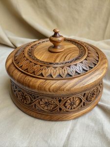 Pot à roti en bois fait main, récipient de rangement pour pain indien, vaisselle de cuisine traditionnelle, accessoire de service - Product Image 3