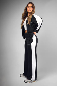 Jogging d'hiver bleu pour femme de haute qualité, coupe large, en molleton bouclette 100% coton, toucher doux, avec cordon de serrage, respirant - Product Image 5