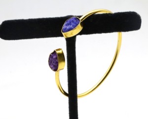 Natural Druzy Stone Adjustable Bangles with German <b>Silver</b> | Handmade Druzy Gemstone <b>Cuff</b> Bangle | Fashion Jewelry for Women - Product Image 2