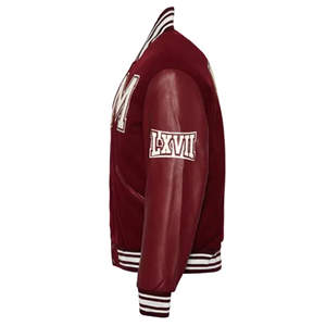 Custom Maroon Varsity <b>Jacket</b> <b>Leather</b> Sleeves Letterman <b>Jacket</b> Chenille Patch Wool Body Baseball College <b>Jacket</b> OEM - Product Image 4