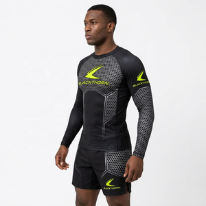Rashguard de MMA BJJ elástico en 4 direcciones para hombre, manga larga, antibacteriano, UPF50+, de secado rápido - Product Image 2