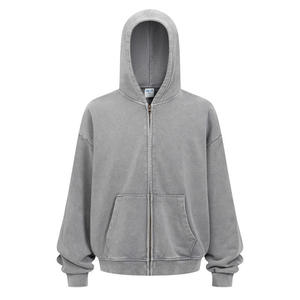 Sweat-shirt à capuche zippé personnalisé en molleton de coton épais avec fermeture éclair intégrale pour les marques de streetwear modernes - Product Image 5