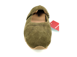 Dlords Zapatos planos Mary Jane de cuero de ante verde oliva para mujer, con punta cuadrada, correa en el tobillo, cómodos, transpirables, informales, para todas las estaciones - Product Image 2