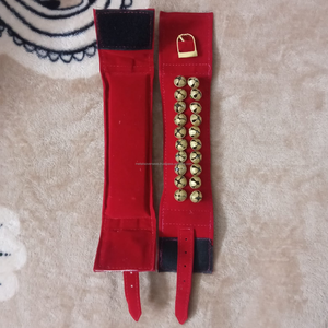 Ghungroo en velours marron à deux rangs plaqué, avec des clochettes en laiton, pour la danse Bharatnatyam, Kathak, Indienne - Product Image 4