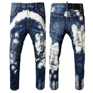Premium High Quality Men Denim Jeans Slim Fit <b>Stretch</b> Y2K Vintage Pencil Pants Ripped Custom OEM Bulk Wholesale - Product Image 1