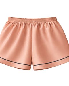 Ensemble pyjama personnalisé en satin pêche pour femme, comprenant un haut de pyjama et un short, vêtements de nuit doux en soie, ensemble deux pièces d'été pour la détente avec nœud gris foncé - Product Image 6