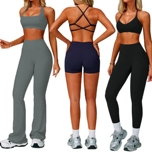 Ropa de Gimnasio, Ropa Deportiva, Conjunto de Top Corto Ajustado y Pantalones Cortos de Yoga, Top Corto Halter, Pantalones Deportivos Casuales, Conjuntos de Yoga - Product Image 1
