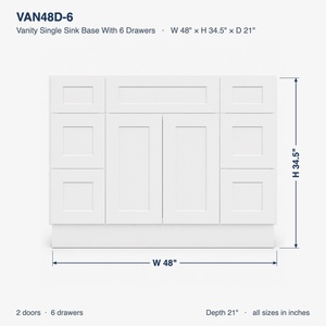 Made to Order 48 Inch <b>Bathroom</b> Vanity Base <b>Cabinet</b> White Shaker <b>Cabinet</b> Only Countertop Optional OEM Vietnam Manufacturer - Product Image 6