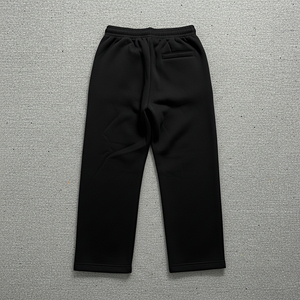 Pantalon de survêtement noir en coton pour homme, taille élastique avec cordon de serrage, décontracté, pour l'automne, logo imprimé par transfert thermique sur la jambe droite - Product Image 5