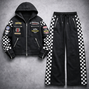 Chándal de Invierno Unisex Personalizado Inspirado en Motociclistas, Tejido de Forro Polar Transpirable, con Sudadera con Capucha, Camiseta y Estilo Urbano - Product Image 4