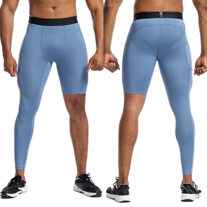 Pantalones Capri de Compresión Verde Claro para Hombre, Cintura Alta, Elásticos, de Secado Rápido, para Entrenamiento Deportivo y Fitness - Product Image 5