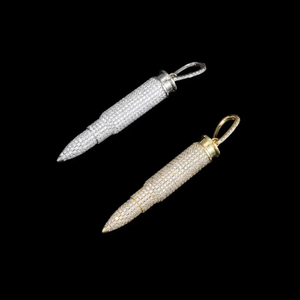 Colgante de Plata con Moissanita en Tono Amarillo, Forma de Bala, Estilo Hip Hop, Collar con Dijes, Joyería para Hombre, Regalo, 60mm - Product Image 2