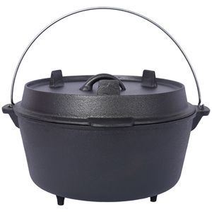 Pentola Olandese in Ghisa Pretrattata con Coperchio, Padella Profonda per Campeggio, Cucina all'Aperto, Barbecue, Cottura sul Focolare, Utensili da Campeggio - Product Image 4