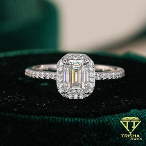 Elegant Moissanite Diamond <b>Emerald</b> Cut Engagement <b>Ring</b> <b>Silver</b> Tone Prong Setting Luxury Bridal Jewelry Statement <b>Ring</b> For Women - Product Image 3