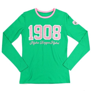 Camiseta gráfica de manga larga verde esmeralda con estampado de números rosas, cuello redondo, informal, de algodón, para mujer, top de moda, ropa diaria de primavera - Product Image 1