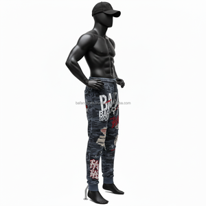 Premium hommes survêtement pantalon 320 GSM lourd polaire tissu camouflage impression en détresse conception Logo personnalisé Option lavé pantalons pour hommes - Product Image 3