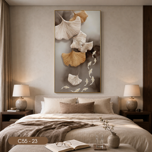 Dernière conception, peintures créatives spécialisées, impression sur toile minimaliste, feuilles de Ginkgo, art numérique, décoration murale intérieure C55-23 - Product Image 2