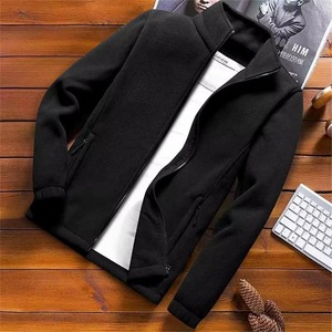 Custom Color Block Polar Fleece Jacket Men Wine Red Blue Black Contrast Panel <b>Stand</b> Collar Full Zip Up Warm Outdoor Coat - Product Image 5