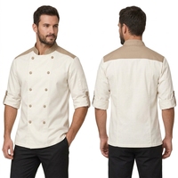Veste de chef moderne pour hommes, uniforme de cuisine professionnel, tissu en mélange de coton respirant, coupe confortable, vêtements culinaires durables, OEM