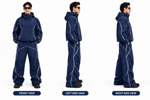 Custom Polyester <b>Zip</b> up Blank Oversized Reflective Waterproof Windproof Nylon Jacket and Track Pants <b>Jogger</b> Sets Nylon Tracksuit - Product Image 5