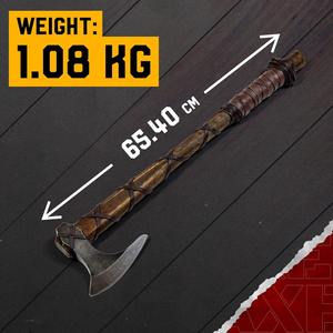 Hacha de Acero al Carbono con Mango de Madera Hecho a Mano, 3 Filos de Corte, 66 cm de Longitud Total, Multiusos, Industrial, para Campamento y Actividades al Aire Libre - Product Image 2