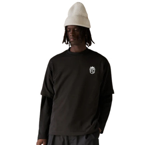 T-shirt en coton noir surdimensionné pour homme, logo minimaliste sur la poitrine, streetwear, manches courtes, tee-shirt décontracté tendance, fabrication OEM - Product Image 5