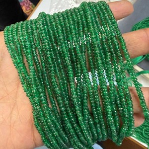Cuentas de Piedra Preciosa Esmeralda Verde Natural de Rajasthan, 3-4 mm, Lisas, en Forma de Rondelle, Certificadas por CMA, Cuentas de Gemas Auténticas - Product Image 2