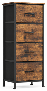Modern 4 Drawer Dresser Rustic Brown & Ink Black Storage Cabinet Design <b>Bedroom</b> Furniture Freestanding <b>Unit</b> - Product Image 1